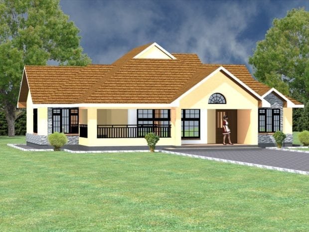 Three bedroom bungalow house plan