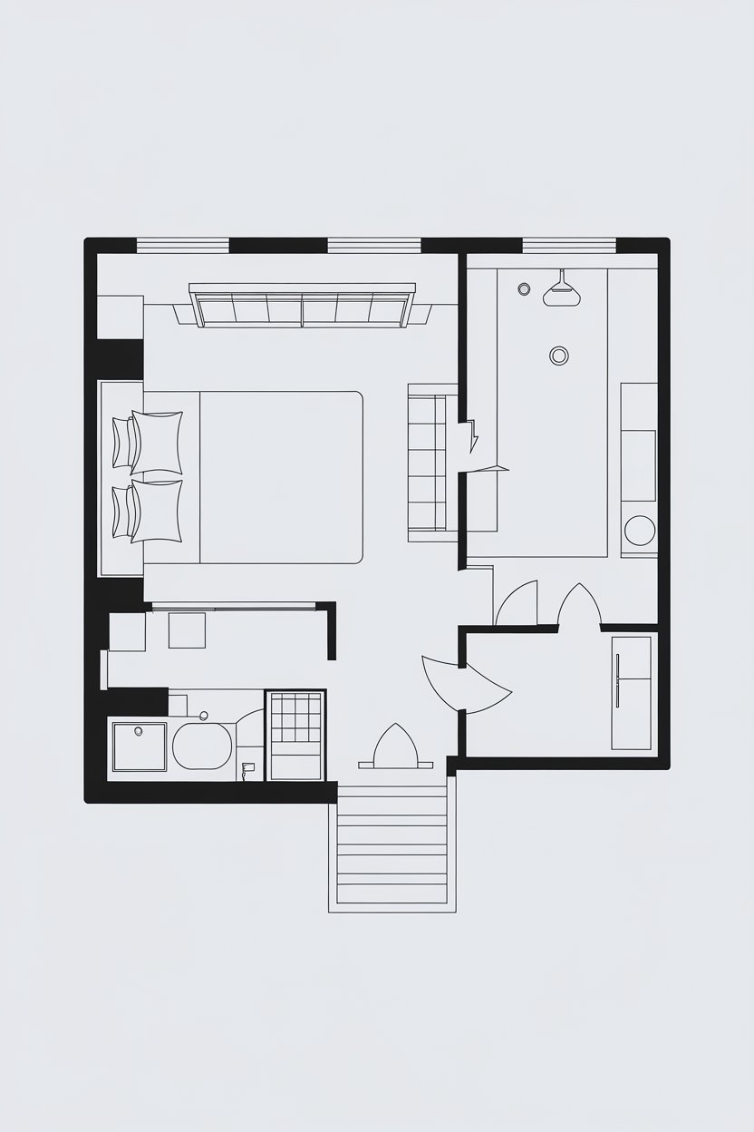 Small One-Bedroom Apartment Layout Floor Plans